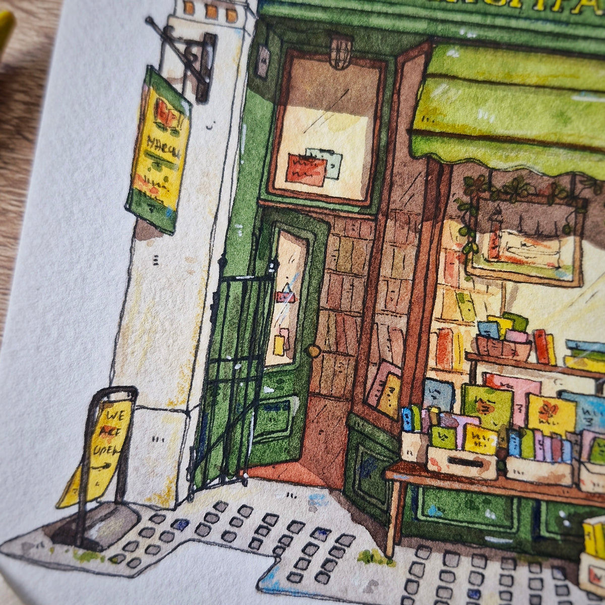 Original Watercolour of Marchpane bookshop