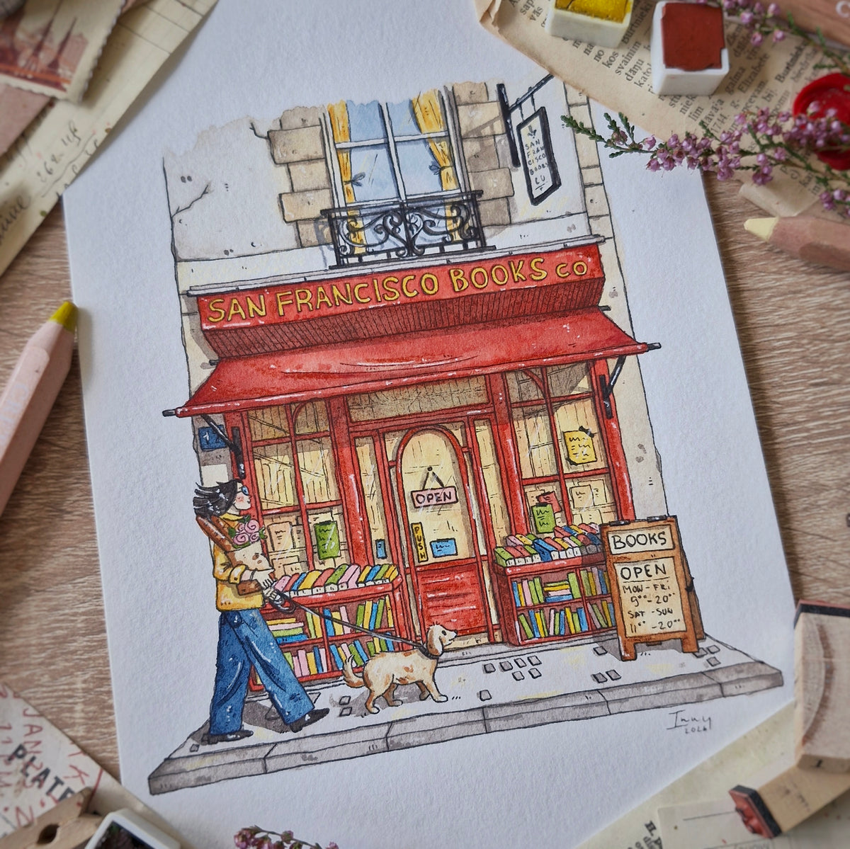 Original Watercolour of San Francisco Book Company
