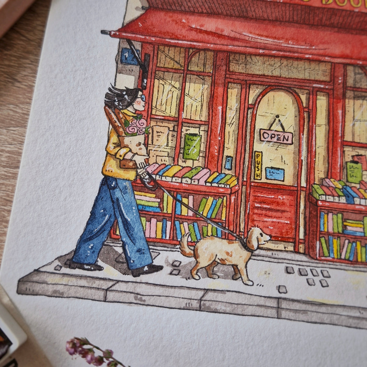 Original Watercolour of San Francisco Book Company