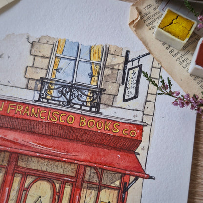 Original Watercolour of San Francisco Book Company