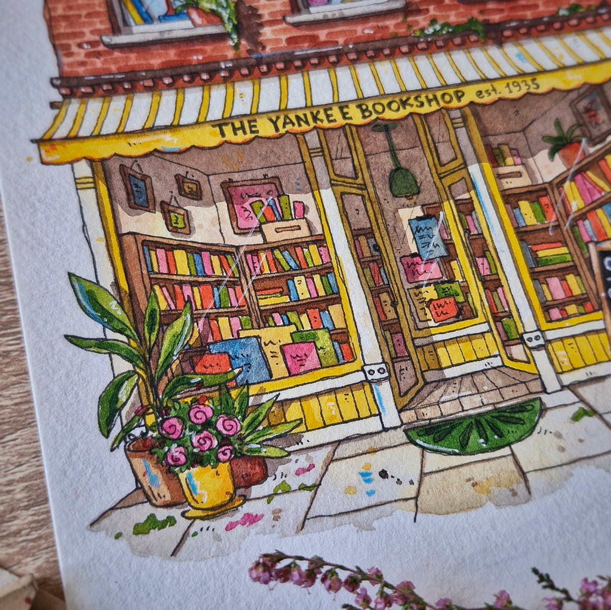 Original Watercolour of The Yankee Bookshop