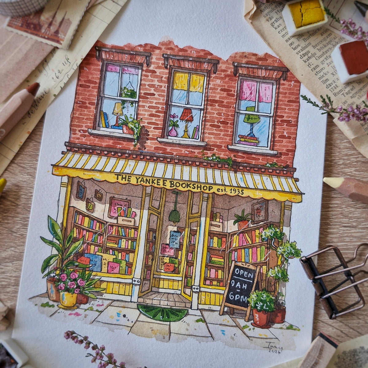 Original Watercolour of The Yankee Bookshop