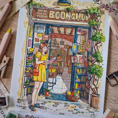 Original Watercolour of The Open Door in Rome