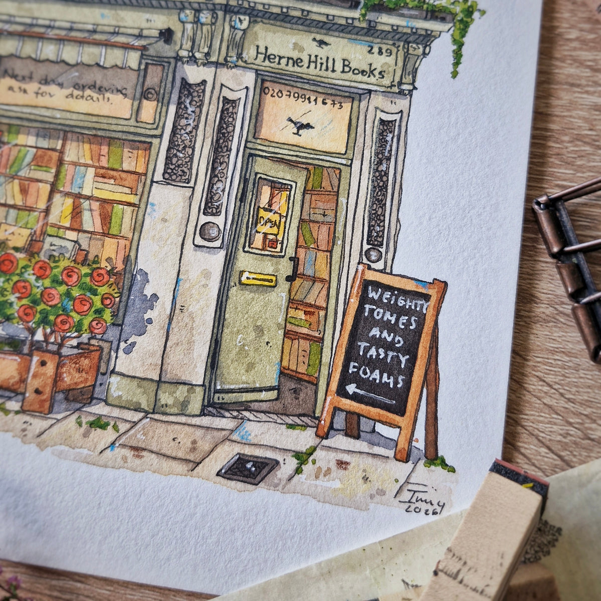 Original Watercolour of Herne Hill Books