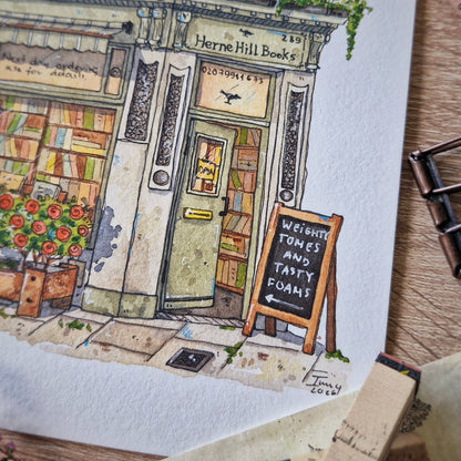 Original Watercolour of Herne Hill Books