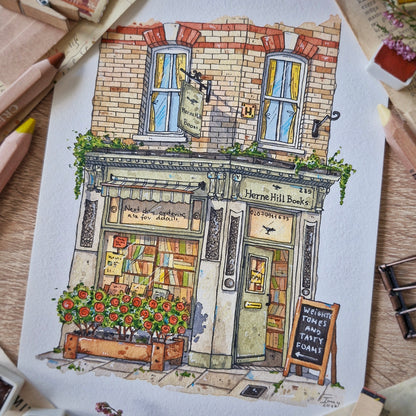Original Watercolour of Herne Hill Books