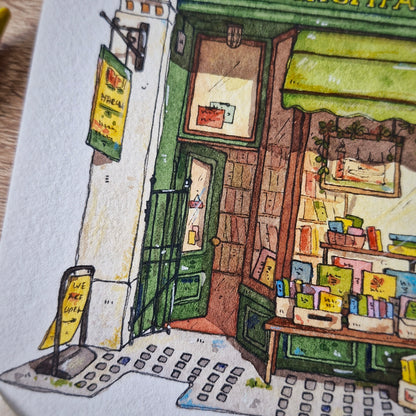 Original Watercolour of Marchpane bookshop