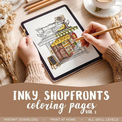 Inky Shopfronts Coloring Pages Vol 1