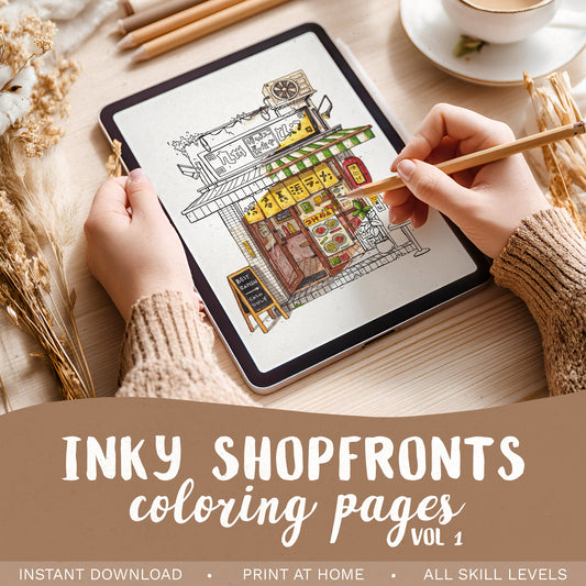 Inky Shopfronts Coloring Pages Vol 1