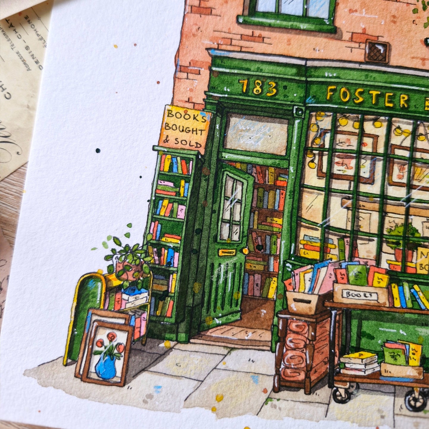 Original Watercolour of Foster Books, London