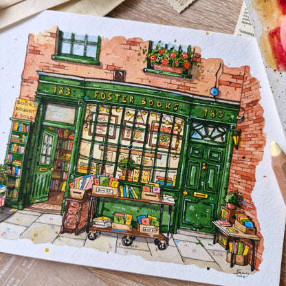 Original Watercolour of Foster Books, London