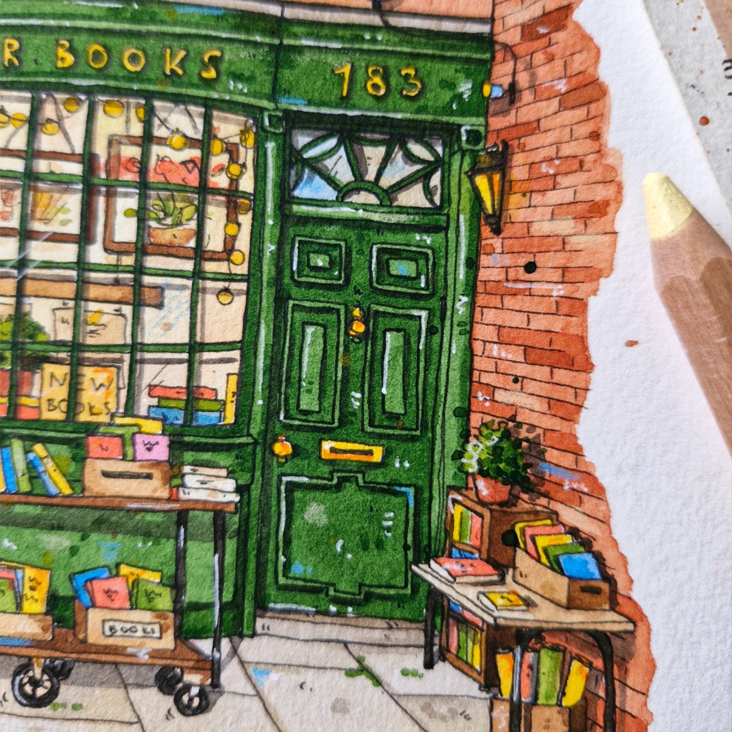 Original Watercolour of Foster Books, London