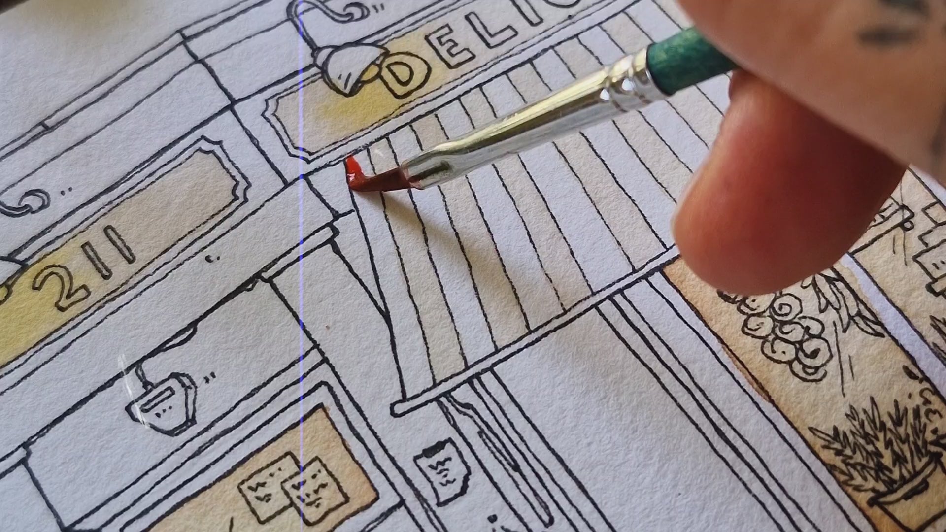 Load video: video of watercolor painting process done by inky paper house
